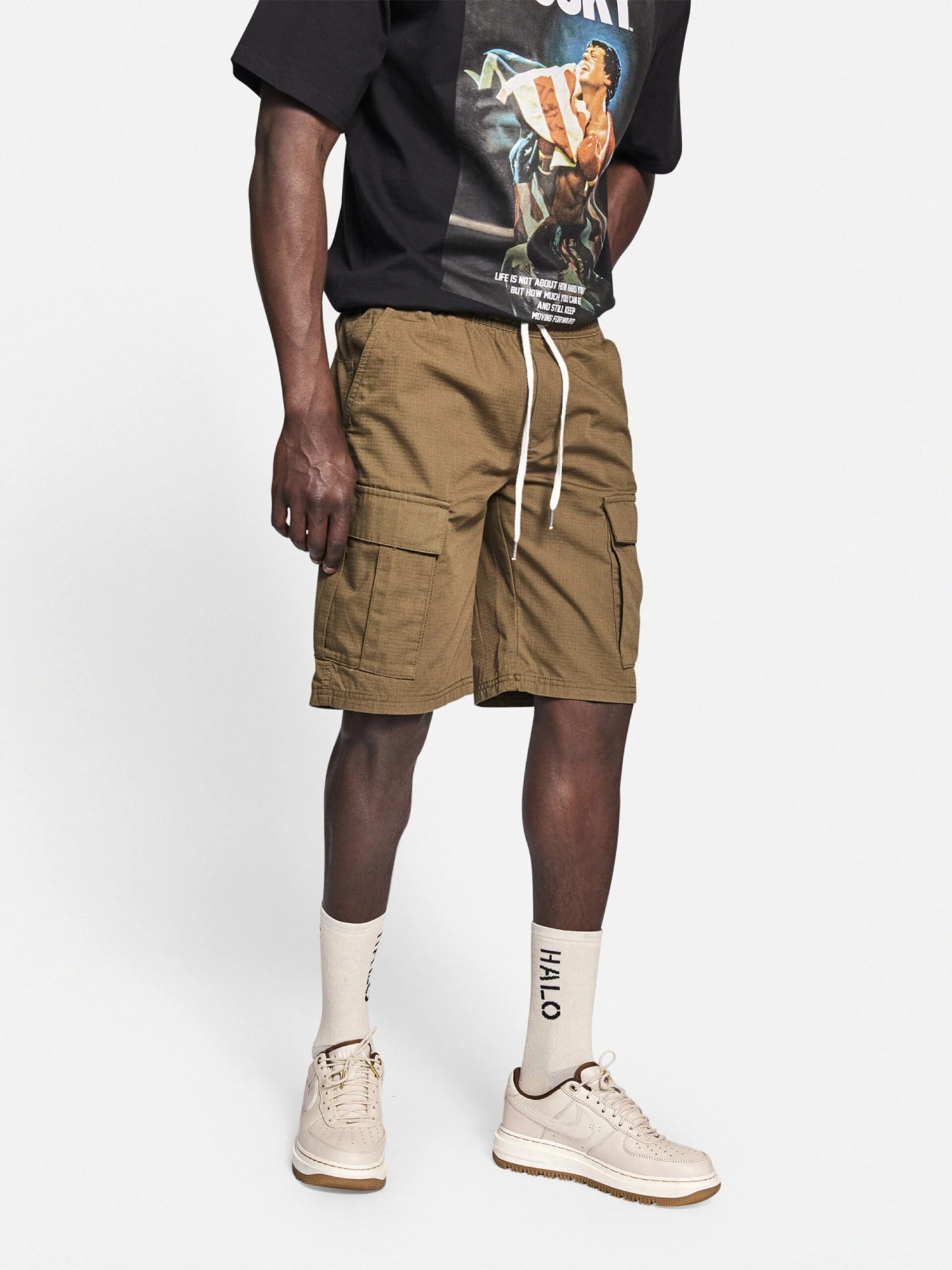 Redefined Rebel Cargo Shorts Regular Cargobroek Milan Heren Kaki - Afbeelding 4